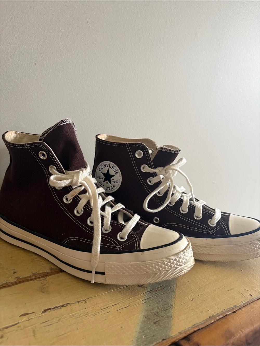 Converse Chuck 70 High Top Sneakers in Dark Brown and White